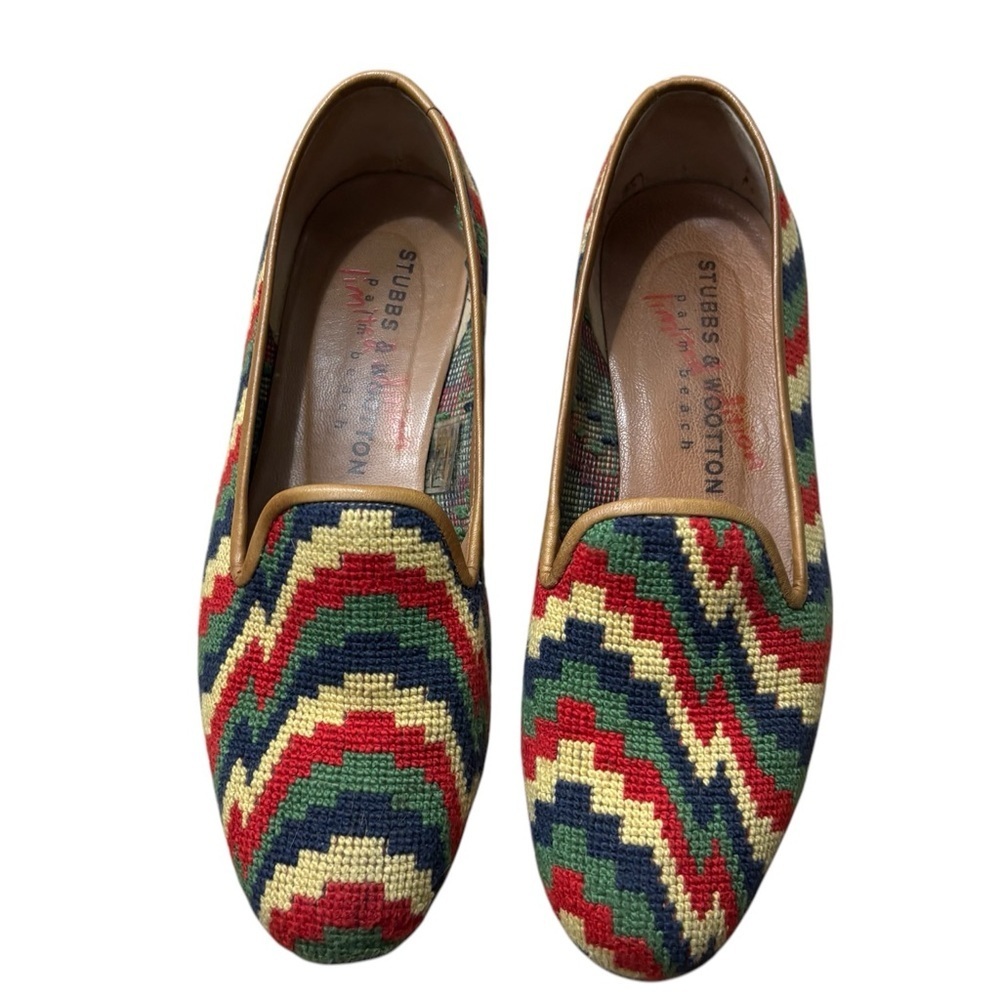 Stubbs & Wootton Limited Edition Loafers with Geometric Pattern Size 7.5